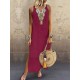 Bohemian Sleeveless V Neck Floral Print Side Split Maxi Dress