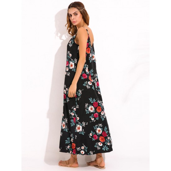 Bohemian Women Floral Sleeveless Spaghetti Strap Maxi Dresses