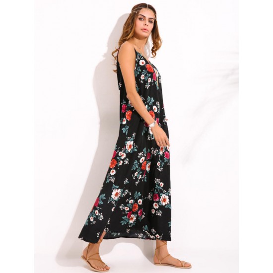 Bohemian Women Floral Sleeveless Spaghetti Strap Maxi Dresses