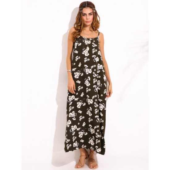 Bohemian Women Floral Sleeveless Spaghetti Strap Maxi Dresses