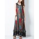 Bohemian Women Sleeveless O-Neck Printed Maxi Tank Dress