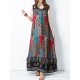 Bohemian Women Sleeveless O-Neck Printed Maxi Tank Dress