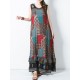 Bohemian Women Sleeveless O-Neck Printed Maxi Tank Dress