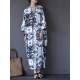 Casual Women Random Floral Printing Batwing Sleeve Maxi Dresses