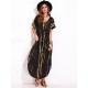 Casual Women Tie Dye Short Sleeve V-neck Loose Split Maxi Dresses