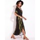 Casual Women Tie Dye Short Sleeve V-neck Loose Split Maxi Dresses