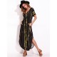 Casual Women Tie Dye Short Sleeve V-neck Loose Split Maxi Dresses