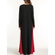 Ethnic Women Embroidery V-Neck Lace Up Long Sleeve Maxi Dress