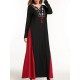 Ethnic Women Embroidery V-Neck Lace Up Long Sleeve Maxi Dress