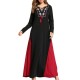 Ethnic Women Embroidery V-Neck Lace Up Long Sleeve Maxi Dress