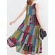 Gracila Bohemian Women Sleeveless Patchwork O-Neck Maxi Tank Dress