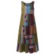 Gracila Bohemian Women Sleeveless Patchwork O-Neck Maxi Tank Dress