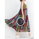 Gracila Bohemian Women Sleeveless Patchwork O-Neck Maxi Tank Dress