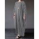 S-5XL Vintage Women Cotton Loose Striped Long Sleeve Dress
