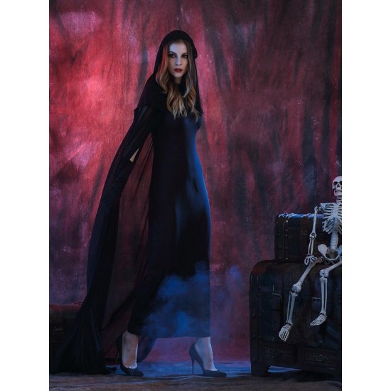 Black Devil Vampire Cosplay Costume Women Halloween Cloak Dress Clothing