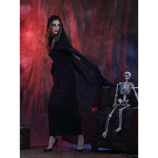 Black Devil Vampire Cosplay Costume Women Halloween Cloak Dress Clothing