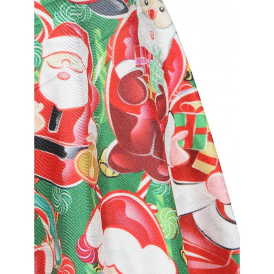 Christmas Printing Santa Claus High-waisted Women Puff Skirts