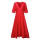 Elegant Women Deep V-Neck Pure Color Long Dress