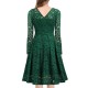 Elegant Women Lace Hollow Out V-Neck Dress