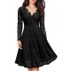 Elegant Women Lace Hollow Out V-Neck Dress