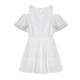 Elegant Women Off Shoulder Ruffle Chiffon Patchwork A-line Mini Dress