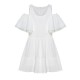 Elegant Women Off Shoulder Ruffle Chiffon Patchwork A-line Mini Dress