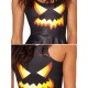 Halloween Women Pumpkin Head Blood Skeleton Print Mini Party Dress