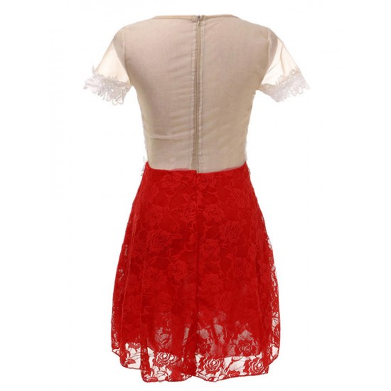 Sexy Mesh Lace Patchwork Party Mini Dress For Women
