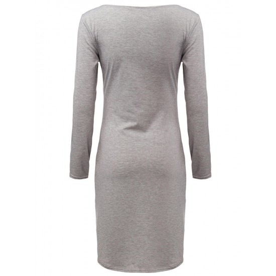 Grey Sexy Split Dresses Women's Asymmetric Bodycon Dresses