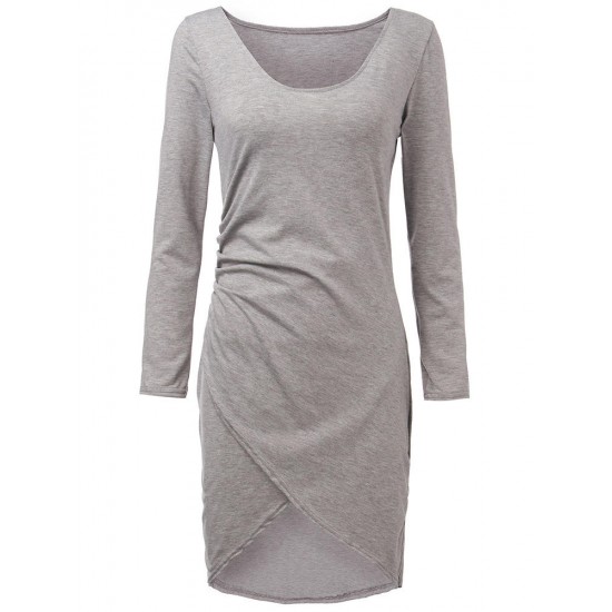 Grey Sexy Split Dresses Women's Asymmetric Bodycon Dresses