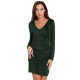 Pack Hip Dress Nightclub Metallic V-neck Long Sleeve