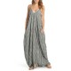 S-5XL Women Strap Sleeveless Loose Stripe Long Maxi Dress