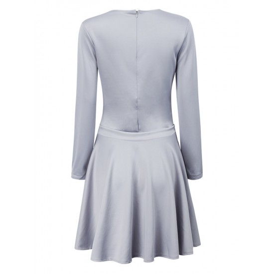 Sexy Gray Cut Out Mini Skater Dress For Women