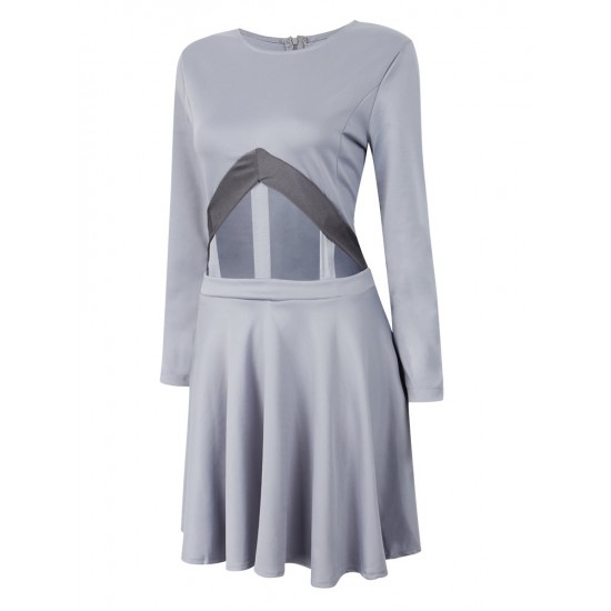 Sexy Gray Cut Out Mini Skater Dress For Women