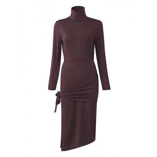 Sexy High Split Long Sleeve Irregular Bodycon Cocktail Women Dress