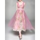 Elegant Floral Sleeveless Chiffon Patchwork Loose Dress
