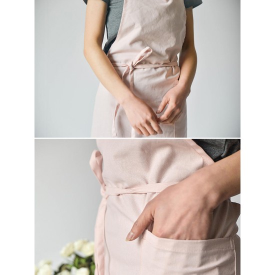 Japanese Retro Solid Color Sleeveless Belted Ruffle Hem Cotton Linen Aprons Dress