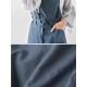 Japanese Retro Solid Color Sleeveless Belted Ruffle Hem Cotton Linen Aprons Dress