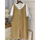 Japanese Women Sleeveless Patchwork Solid Color A-Line Vintage Dress