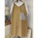 Japanese Women Sleeveless Patchwork Solid Color A-Line Vintage Dress