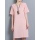 Vintage Short Sleeve Plate Buckle Square Collar Dress
