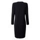 Elegant Office Lady Black V Neck Pleats Bodycon Work Dress