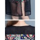 Elegant Women Pattern Printed Mesh Stitching Short Sleeve Work Dress