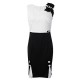 Elegant Women Sleeveless Button Patchwork Mermaid Bodycon Dress