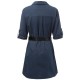 Elegant Work Pocket Lapel Shirt Dress For Women With Belt