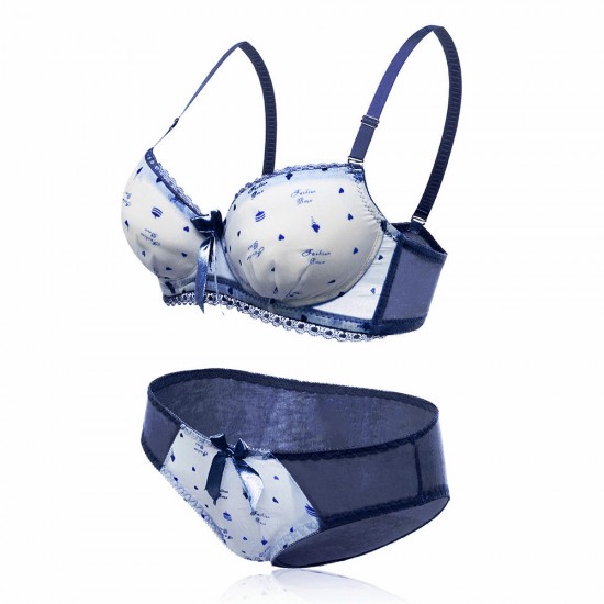 Beautiful Lace-trim Pure Cotton Underwire Young Girl Training Bra Set