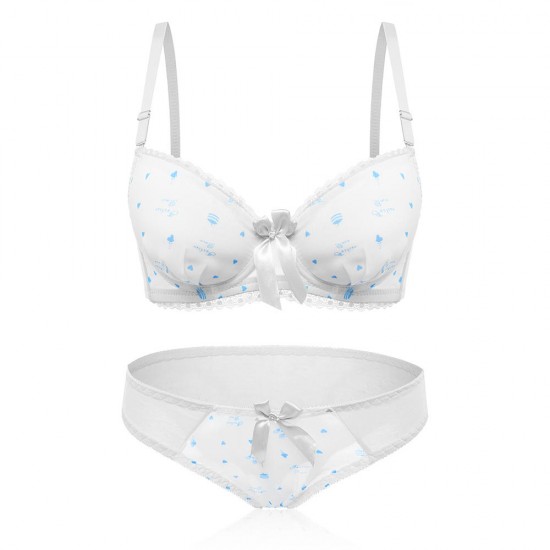 Beautiful Lace-trim Pure Cotton Underwire Young Girl Training Bra Set