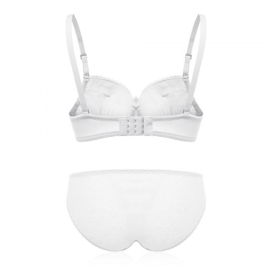 Beautiful Lace-trim Pure Cotton Underwire Young Girl Training Bra Set