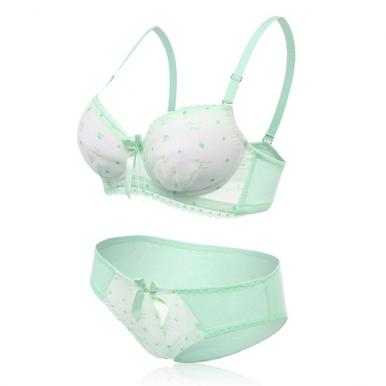 Beautiful Lace-trim Pure Cotton Underwire Young Girl Training Bra Set