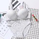 Cute Stripe Cotton Gather Adjustable Thin Wireless Trendy Bra Set